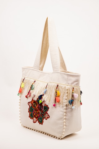 Fabric Craft Bag Omuz Çantası Bohem Nakışlı Krem Püsküllü Günlük Kadın Çanta