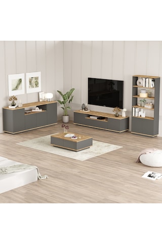 Robin Home Loft Tv Ünitesi Orta Sehpa Konsol Kitaplık 4'lü Set...