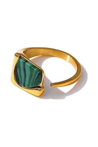 Novahub Paslanmaz Çelik Yeşil Doğal Taş Kadın Açık Yüzük Yeşil - %100 Yepyeni, Kaliteli Ve Hipoalerjenik/ Yeşil