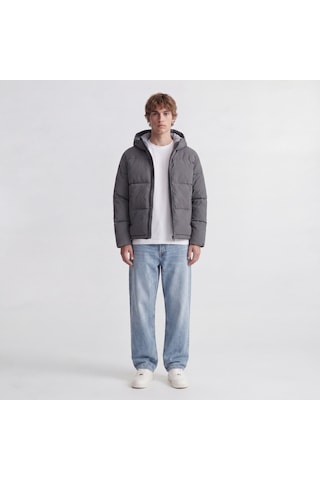 Jack & Jones Erkek Ayarlanabilir Bagcikli Kapüsonlu Puffer Ceket - Galaxy - 12303930 Asphalt