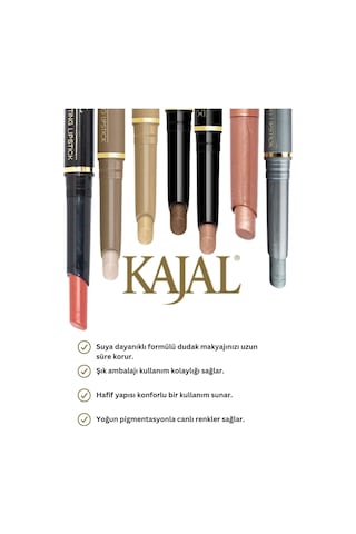Kajal Uzun Süre Kalıcı Metalik Bej Ruj & Long Lasting Metallic Beige Lipstick 638 Metalik Bej