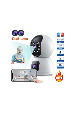 Maiyame 4mp Ev Güvenliği Kamera, Çift Lensli Ptz Wifi Ip Kamera, Bebek Bakıcısı, Hareket Algılama, İki Yönlü Ses, Gece Görüşü, Uzak Erişim