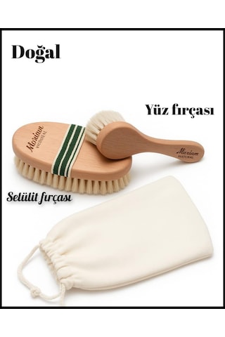 At Kılı Selülit Fırçası Ve At Kılı Yüz Temizleme Fırçası Saklama Kesesi Hediyeli