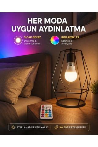 Kumanda Destekli Çok Renkli Akıllı Led Ampul Yeni Nesil - Lisinya 83279217