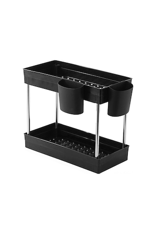 Reedark 2 Katlı Lavabo Altı Organizatör - 2 Bardaklık İle Dayanıklı Mutfak & Banyo Düzenleyici Siyah