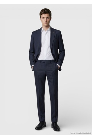 Ramsey Antrasit Düz Modern Fit %100 Yün Takım Elbise