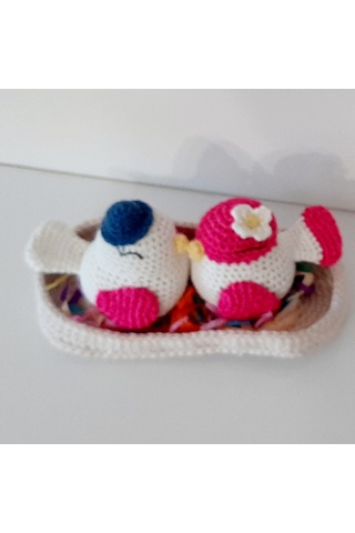 Amigurumi Örgü Oyuncak Sevgili Kuşlar Çok Renkli