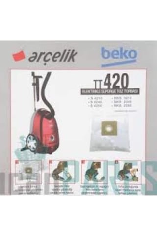 Arçelik Uyumlu S 4250 Tornado Süpürge Toz Torbası (20 Adet )