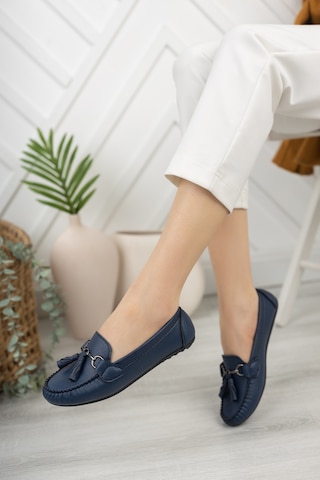 Khayt Tassel Casual Günlük Kadın Babet Ayakkabı Lacivert