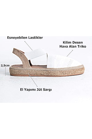 Roof Atelier Rosa Beyaz Triko Espadril Ayakkabı Ayakkabı Beyaz