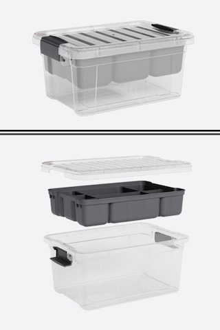 Flora Kilitli Bölmeli Saklama Kutusu, Bujiteri Takı İlaç Dikiş İp Kırtasiye Oyuncak Organizer 3,2 Litre Şeffaf