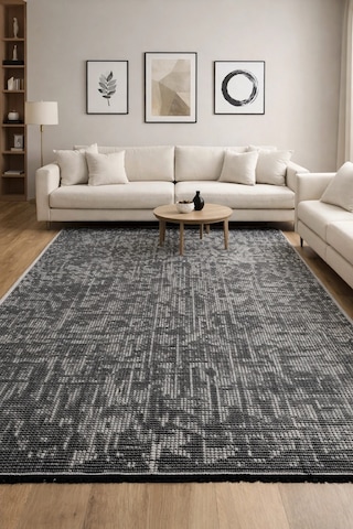 Hoom Rugs Vintage Vtg 119 Gri Dekoratif Yıkanabilir Kilim Gri