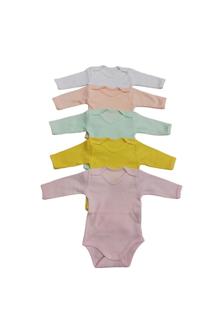 Özdemirli Bebe Uzun Kollu Çıtçıtlı Badi Bisiklet Yaka Body Zıbın (5li Paket)