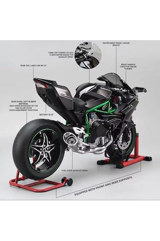 Kawasaki H2r 1/6 Motor Maket - İsikli Sesli Benzinli Egzoz Dumanli Videoyu İzleyin