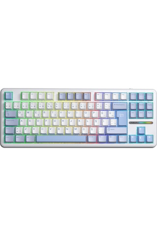 Aula F87 Pro Mekanik Rgb Tkl Graywood V4 Switch Kablosuz Makrolu Hot Swap Türkçe Q Klavye Buz Mavisi