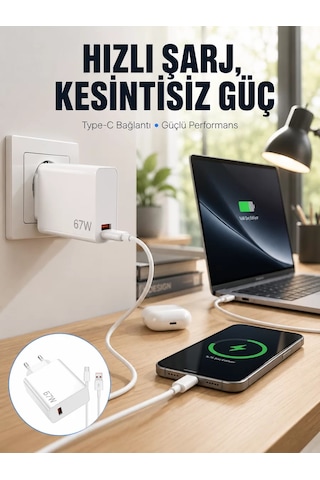 67w Type-c Turbo Şarj Cihazı Aşırı Akım Ve Isı Koruması Seyahat Uyumlu Yeni Nesil 1