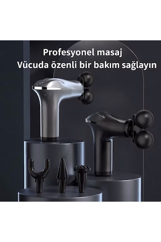 Büro Ev Ofis Kişisel Masaj Bakımı İçin Şarjlı 4 Başlıklı Bel Boyun Bacak Kabzalı Aparat Gri