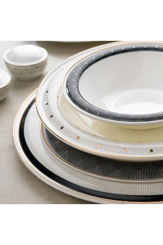 Schafer Superfine Bone Delicea Yemek Takımı 56 Parça-gold Beyaz