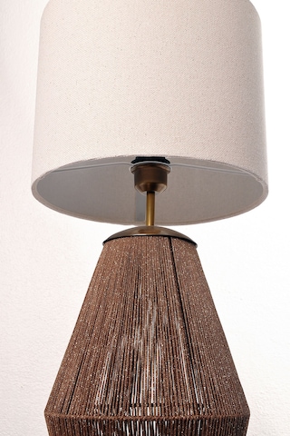 Buldan Bezi Başlıklı El Yapımı Simli Kahverengi Abajur Kahverengi