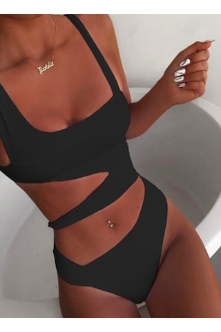 Özel Tasarım Desketksiz Kaplı Siyah Bikini Takım (551649131)