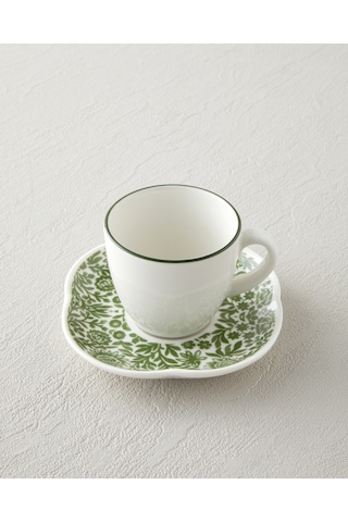 English Home Petal Haven Bone Porselen 4 Parça 2 Kişilik Kahve Fincan Takımı 90 Ml Yeşil Yeşil