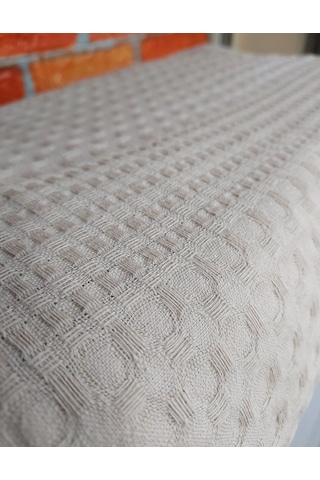 Şaheser %100 Pamuk Çift Kişilik Pike 240x220 Tek Pike -sütlü Kah