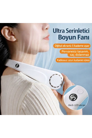 Çeşithane L-18 Boyun Tipi Taşınabilir Fan 5 Kademeli Ayarlı Şarjlı Neck Fan