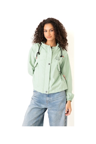 Riverstorm Kadın Su Yeşili Su Geçirmez Ve Rüzgara Dayanıklı Kapüşonlu Cepli Çıt Çıtlı Mevsimlik Yağmurluk Su Yeşili