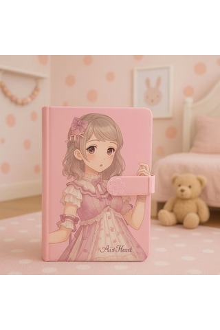 Çocuk Kilitli Resimli Anı Defteri 100 Yaprak İthal Ürün Prenses Pembe