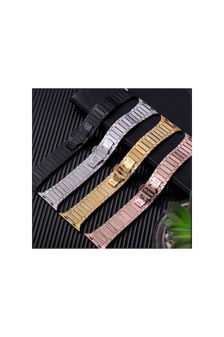 Newface - 61 - Apple Watch Uyumlu 42mm Kr413 Fine Steel Kordon - Csmo-tex - - Rose