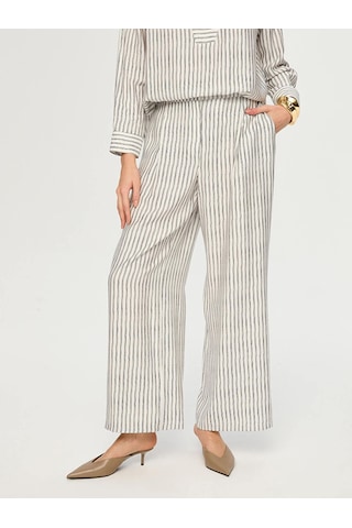Faik Sönmez Wide Leg Fit Çizgili Dokuma Pantolon S26pnt019 Us26pnt01973 Ekru