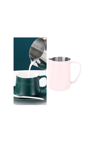 Ximistore9 304 Çelik 480ml Kahve Köpük Kasesi, İç Ölçü Çizgili Uçlu Ağız, Latte Ve Milkshake İçin