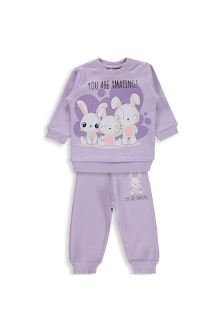 Civil Baby Tavşanlar Baskılı 6-18 Ay Takım - Lila
