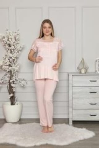 Limissi 2208 Pembe Hamile Lohusa Dantelli Pijama Tk