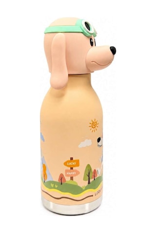 Koı Pembe Köpek 500 Ml Paslanmaz Çelik-pipetli Çocuk Termosu Ve Suluk Pembe Pembe