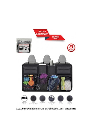 8 Cepli Araç Bagaj Düzenleyici Çanta Organizer Araba Çantası Oto Içi Aksesuar Otomobil Aksesuarları 85cmx48cm