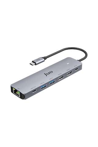 Type-c 2 Hdmı Dual Mst 4k 60hz Gigabit Ethetnet Dönüştürücü 100w Usb 3.2 Çoklayıcı Hub Acı Kahverengi