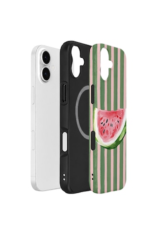 Apple iPhone Uyumlu 17 Vorian Çift Katmanlı Magsafe Kılıf Watermelon Postcard