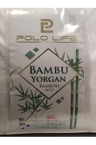 Polo Life Bambu Yorgan Renkli Biyeli Çift Kişilik Beyaz