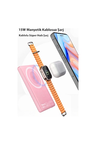 Y353s Powerbank 5.000 Mah Magnetıc Wıreless Pembe