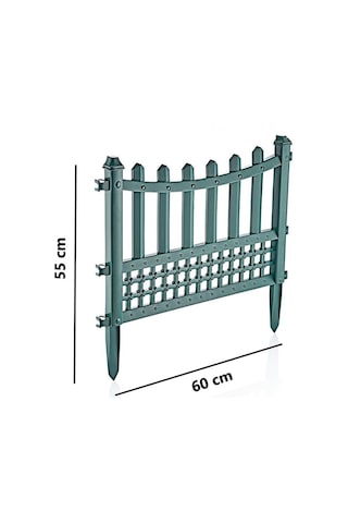 Omnipazar Sy-5998 Elite Plastik Dekoratif Bahçe Çiti 12'li Set 60x55 Cm Yeşil