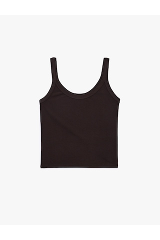 Koton Modal Kumaş Slim Fit U Yaka Askılı Top Kahverengi 6sak10035pk Kahve