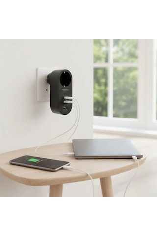 2 Usb,1 Type-c Girişli 1'li Çocuk Korumalı,ısıya Karşı Dayanıklı 2500watt Termal Akım Korumalı Priz