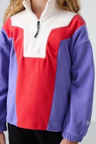 Tommy Life Eflatun Kalın Yumuşak Dokulu Oversize Nakışlı Polar Kız Çocuk Sweatshirt - 75153 Eflatun