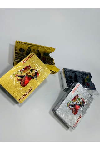 Altın Varak Plastik Iskambil Oyun Kağıdı-Dolar Desenli