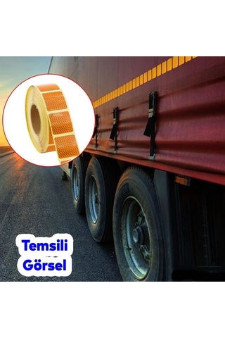 Badem10 Tüvtürk Onaylı Sarı Kesik Reflektörlü Bant Gece Parlayan En 5 Cm 5 Mt İkaz Fosforlu Reflektif