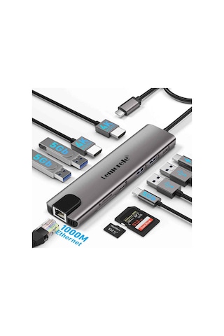 Lemorele Tc65 11 İn 1 Type-c Hub Çoklayıcı Dock Station - Windows Mst Destekli, Çift Hdmı Çoklu Ekran , Gigabit Ethernet, 100w Pd Şarj Adaptör