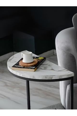 Lisa Metal Tekli Yan Sehpa Beyaz