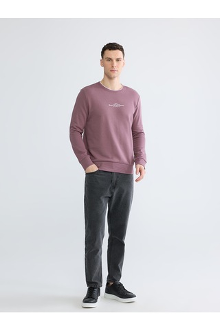 Lcwaıkıkı Classic Mürdüm Regular Fit Bisiklet Yaka Baskılı Erkek Sweatshirt