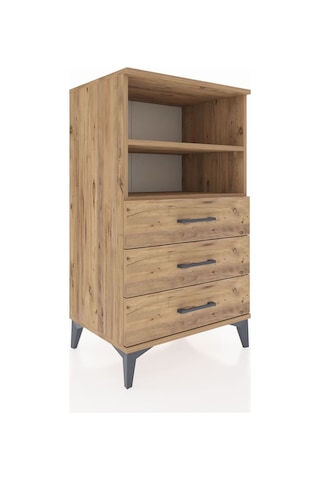 Hyperion Komodin 2 Raflı 3 Çekmeceli 60x44x106 Çam-çam Çam